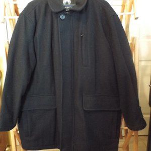 Men's Black Wool Coat, Weatherproof Garment